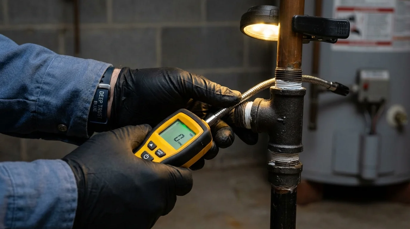Gas leak detection with electronic sniffer by Johns Plumbing LLC in Rio